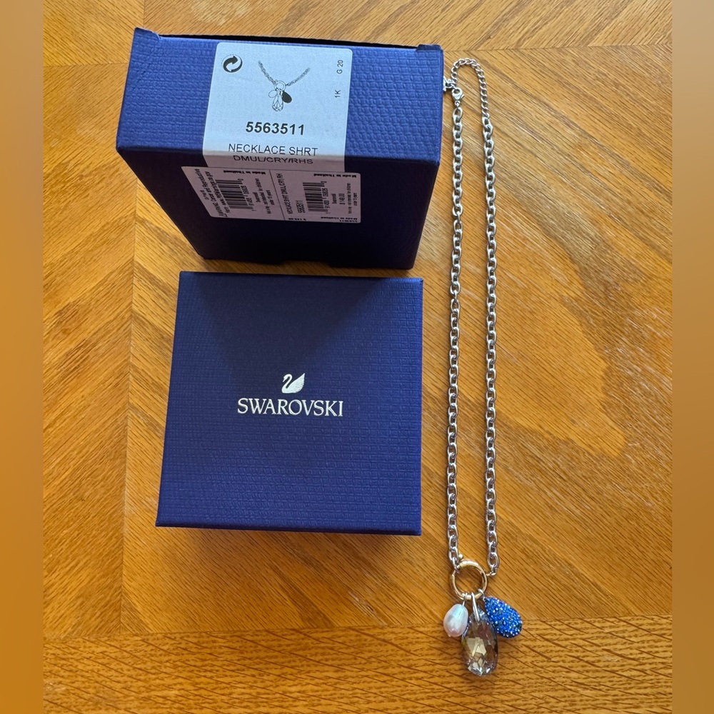 Swarovski Blue and Silver Charm Necklace